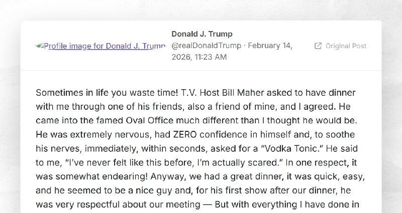 Donald J. Trump: "Sometimes in life you waste time! T.V. Host Bill Maher asked to have dinner ...