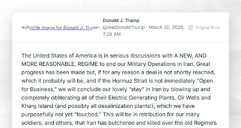 Donald J. Trump: "The United States of America is in serious discussions with A NEW, AND MORE ...