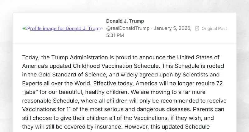 Donald J. Trump: "Today, the Trump Administration is proud to announce the United States of Am...
