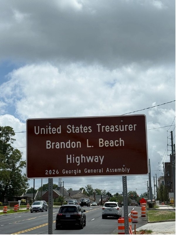 Congratulations to Brandon Beach, Treasurer of the United States, on having a portion of Highway 9 in Alpharetta, Georgia, named in his honor! He helped us secure a HISTORIC Victory in the Great State of Georgia. As Treasurer, he is working closely with our Secretary of the Treasury, Scott Bessent, to promote Dollar Dominance, and strengthen America’s Financial Future. Brandon is doing an incredible job for our Country. Congratulations Brandon!2026-08-04 22:52 UTCLink
