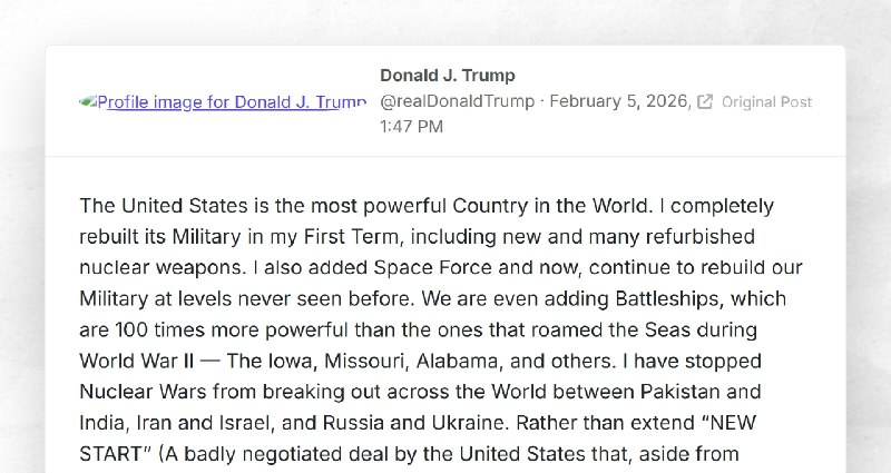 Donald J. Trump: "The United States is the most powerful Country in the World. I completely re...