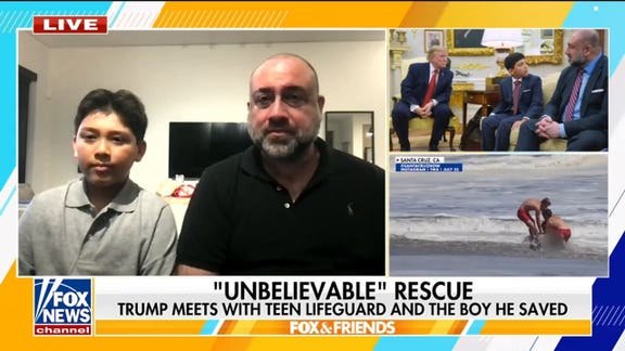 Boy who passed out in deadly ocean waves celebrates miracle birthday inside Trump Oval Office
