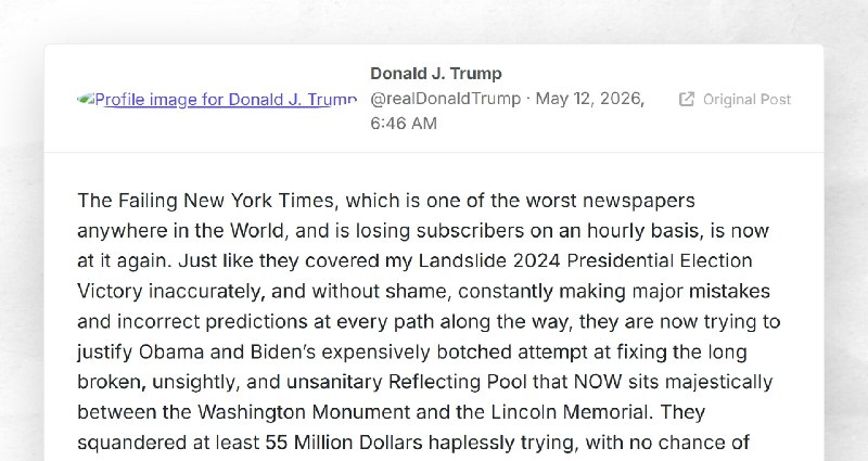Donald J. Trump: "The Failing New York Times, which is one of the worst newspapers anywhere in...