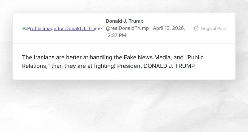 Donald J. Trump: "The Iranians are better at handling the Fake News Media, and “Public Relatio...