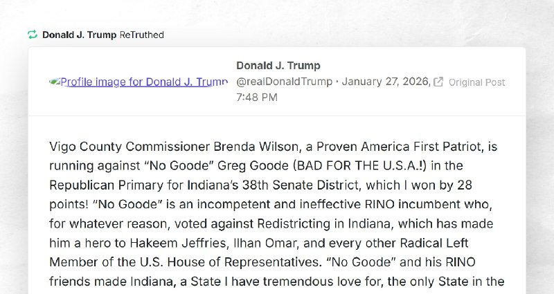 Donald J. Trump: "RT @realDonaldTrumpVigo County Commissioner Brenda Wilson, a Proven America ...