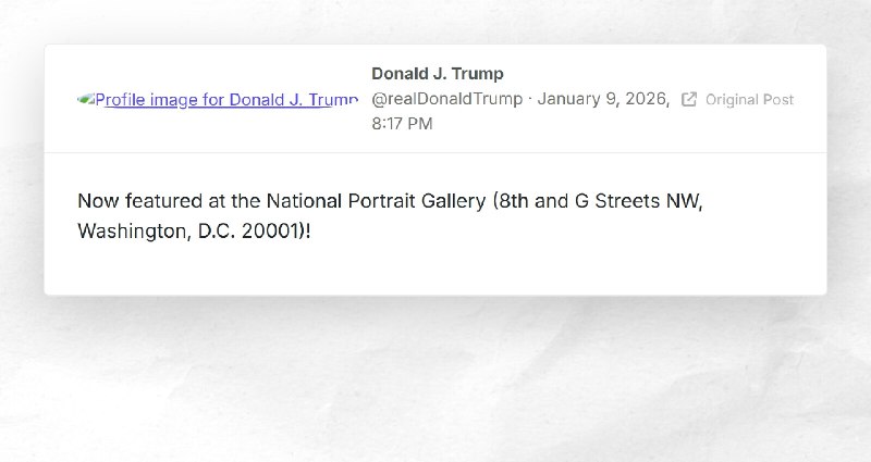 Donald J. Trump: "Now featured at the National Portrait Gallery (8th and G Streets NW, Washing...