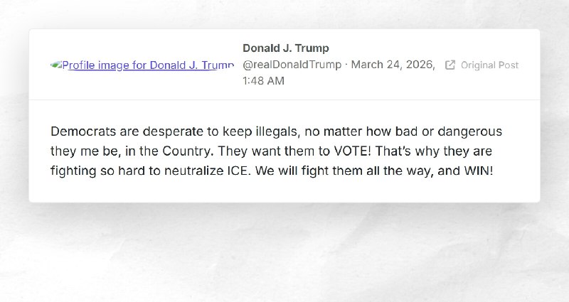Donald J. Trump: "Democrats are desperate to keep illegals, no matter how bad or dangerous the...